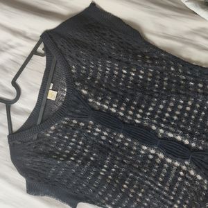 Anthropologie Oversized Intricate Net Weave Sweater Shirt
